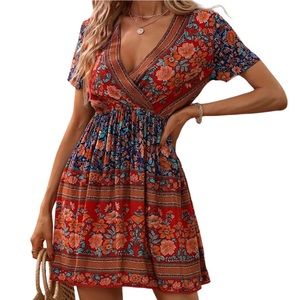 Floral Print Summer/Spring Dress. Sizes available S, M,L, XL